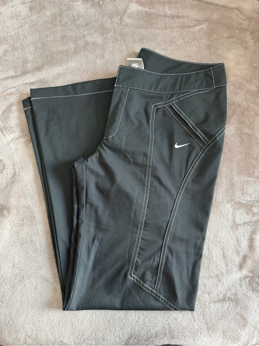 Nike Black Wide Leg Pants with White Stitching - SOLD - Picture 2 of 5